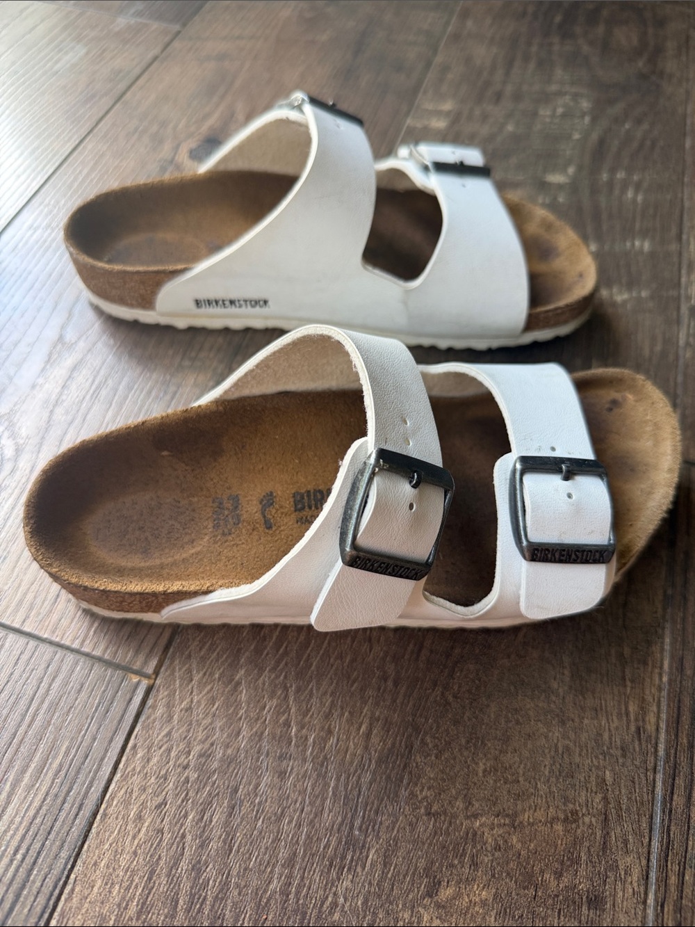 Birkenstock White Two-Strap Buckle Sandals